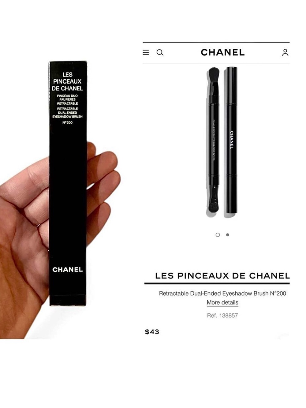 CHANEL Retractable Dual-Ended Eyeshadow Brush N°200 - NIB